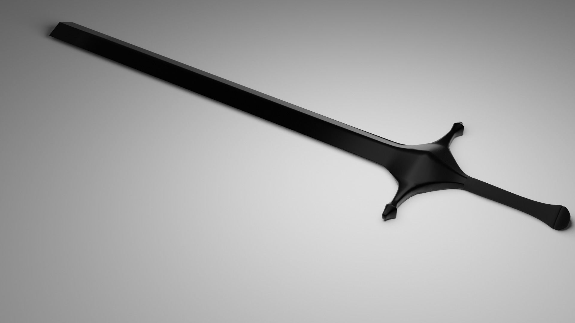 Elegant Dark Steel Sword Low-poly 3D model_3