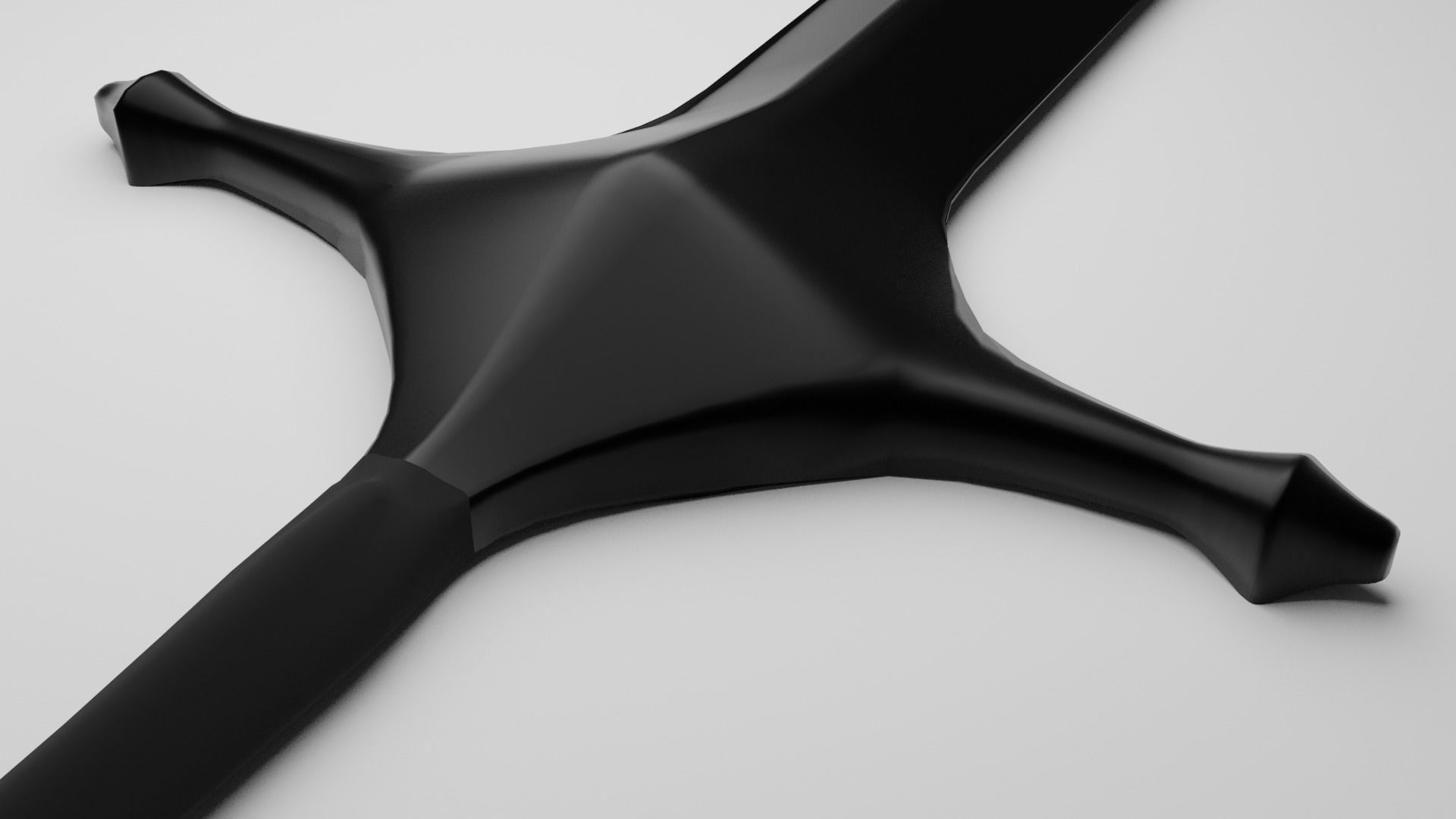 Elegant Dark Steel Sword Low-poly 3D model_5