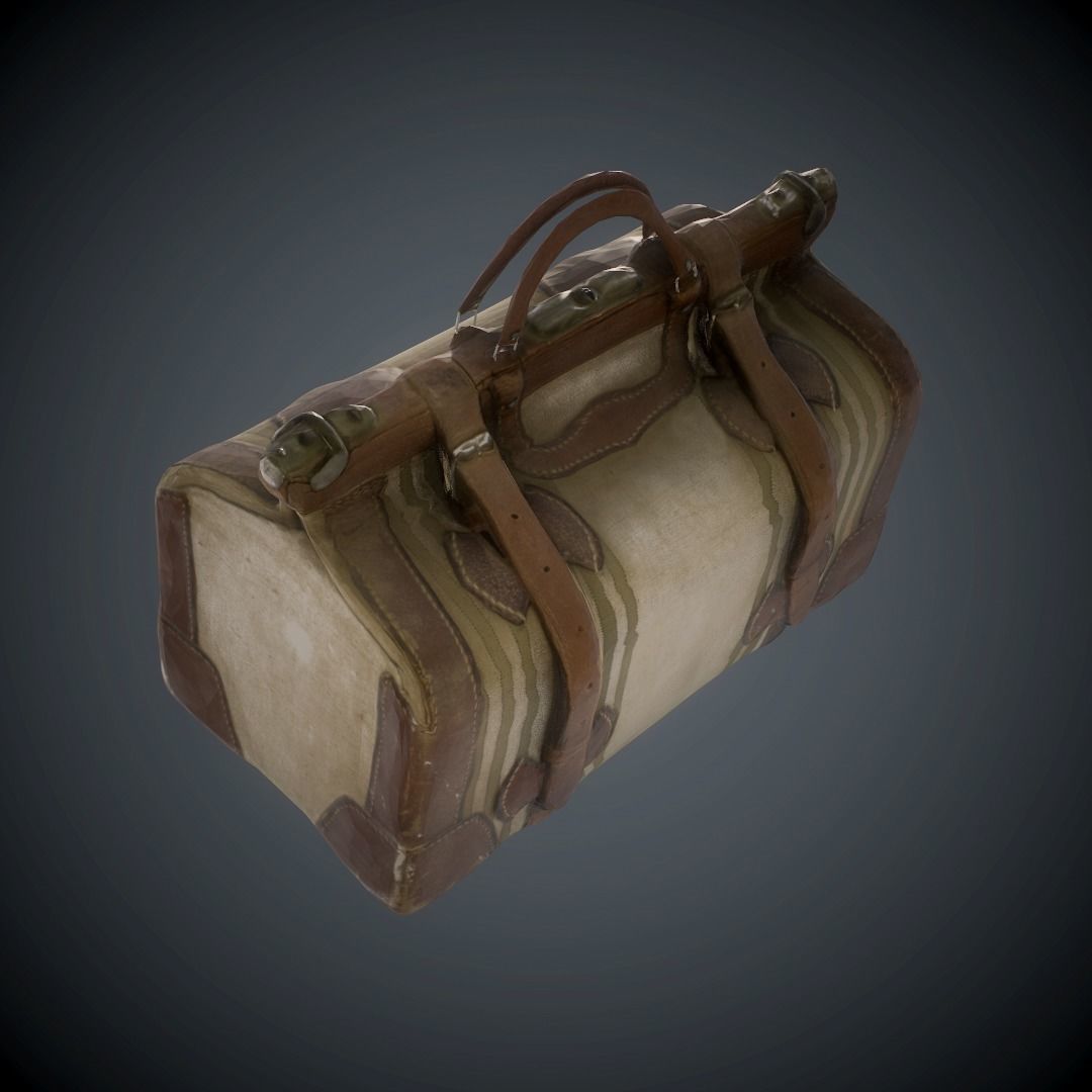 Briefcase vintage suitcase Low-poly 3D model_6