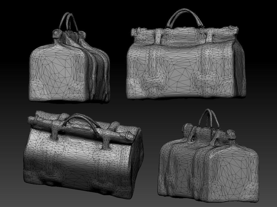 Briefcase vintage suitcase Low-poly 3D model_2