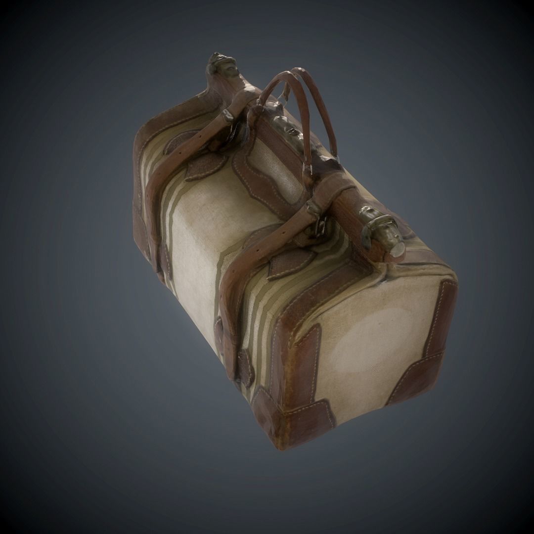 Briefcase vintage suitcase Low-poly 3D model_7
