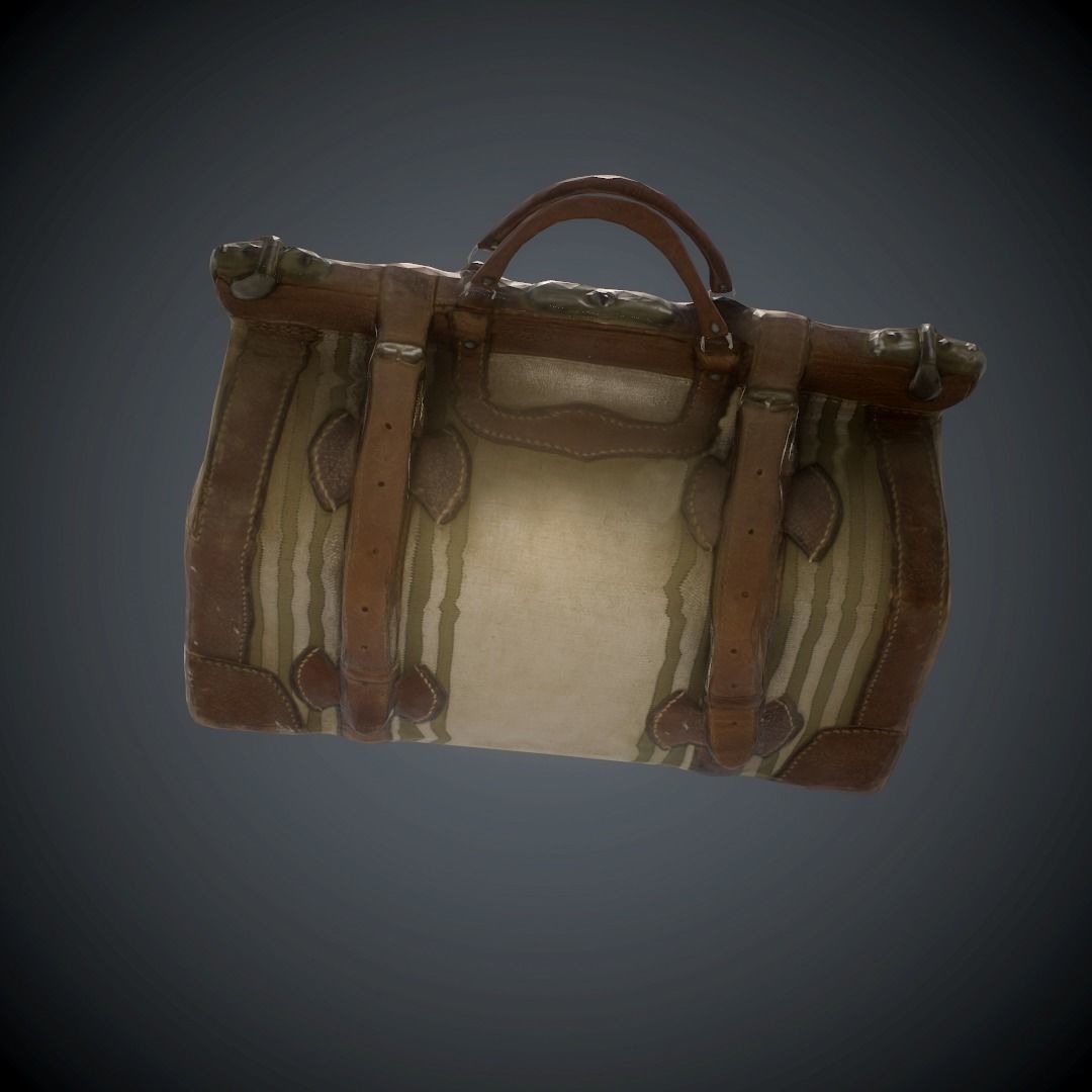 Briefcase vintage suitcase Low-poly 3D model_9