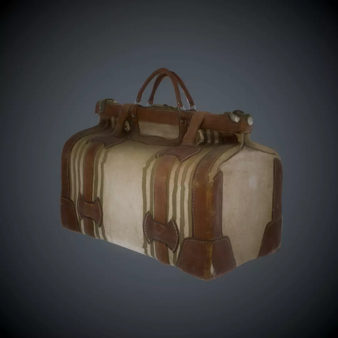 Briefcase vintage suitcase Low-poly 3D model_0