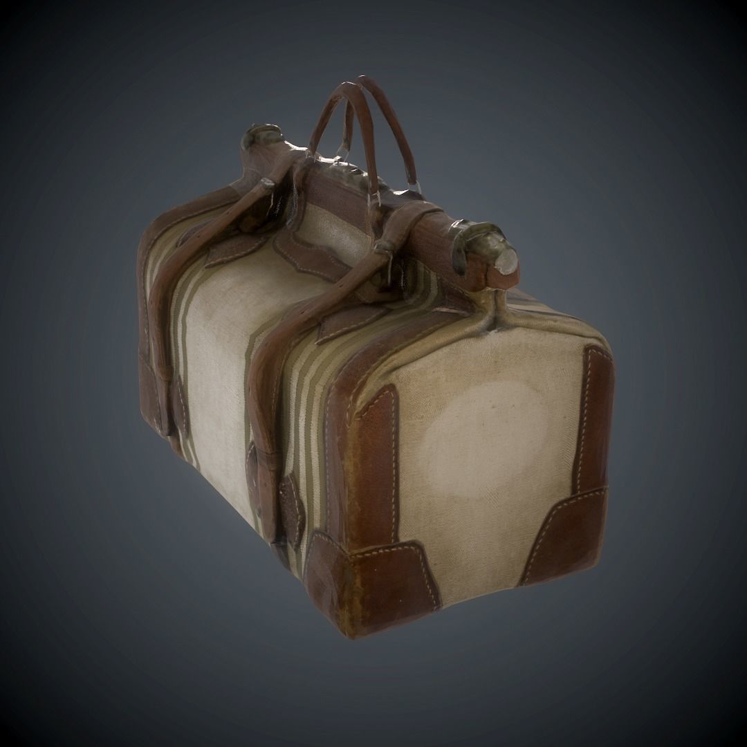 Briefcase vintage suitcase Low-poly 3D model_5