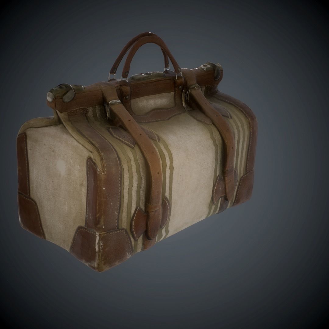 Briefcase vintage suitcase Low-poly 3D model_11