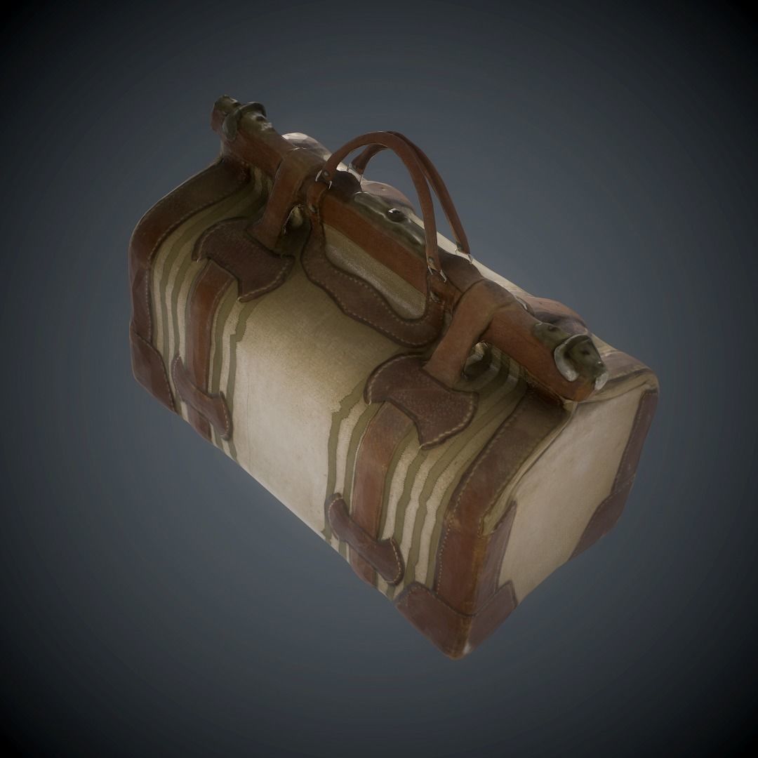 Briefcase vintage suitcase Low-poly 3D model_4
