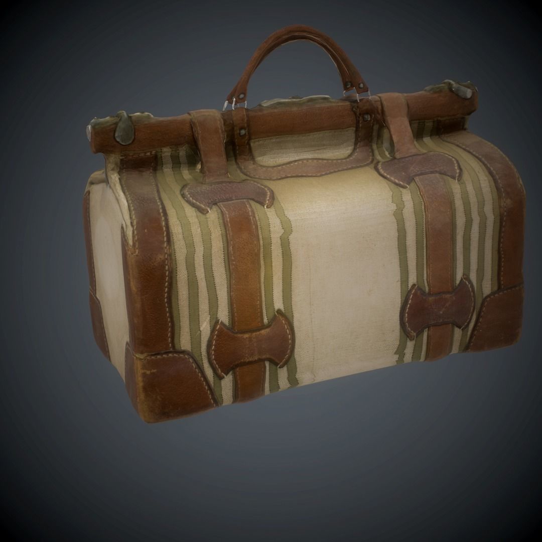 Briefcase vintage suitcase Low-poly 3D model_14
