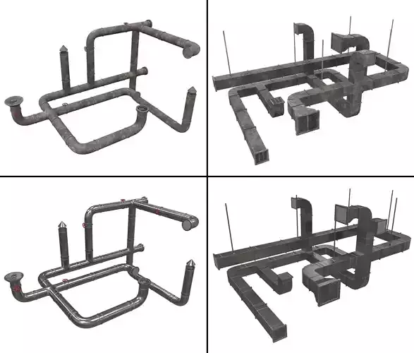Lowpoly Modular Vents and Ducts Low-poly 3D model