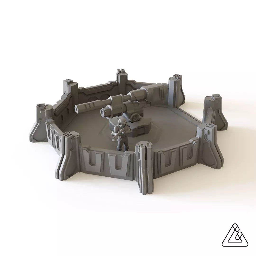 Sci fi Artillery Emplacement for tabletop scenery 3D print model
