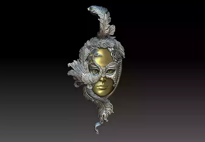 Lady Peacock Venetian Carnival Mask pendant
