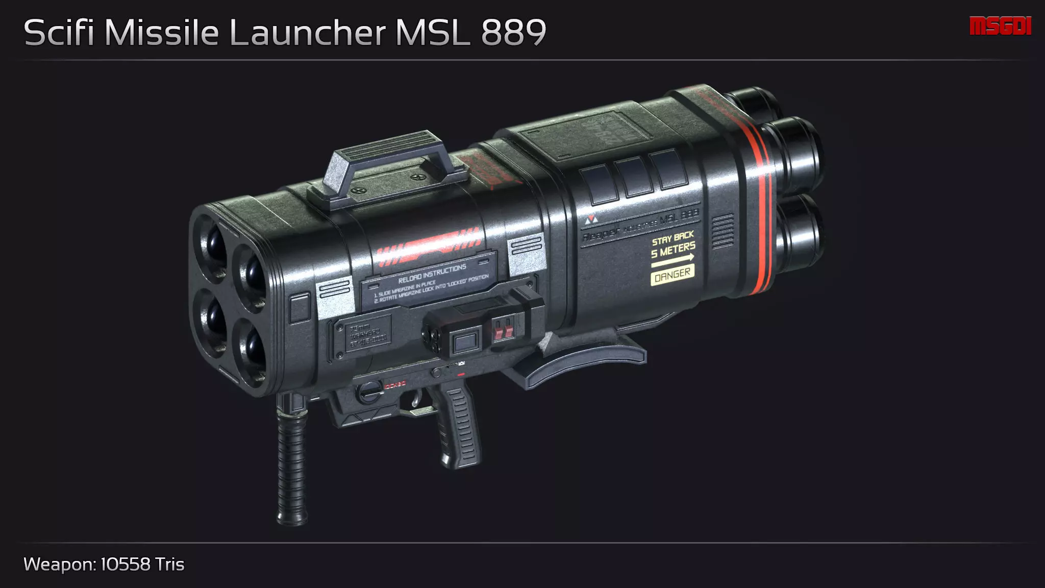Scifi Missile Launcher MSL 889 Low-poly 3D model_0