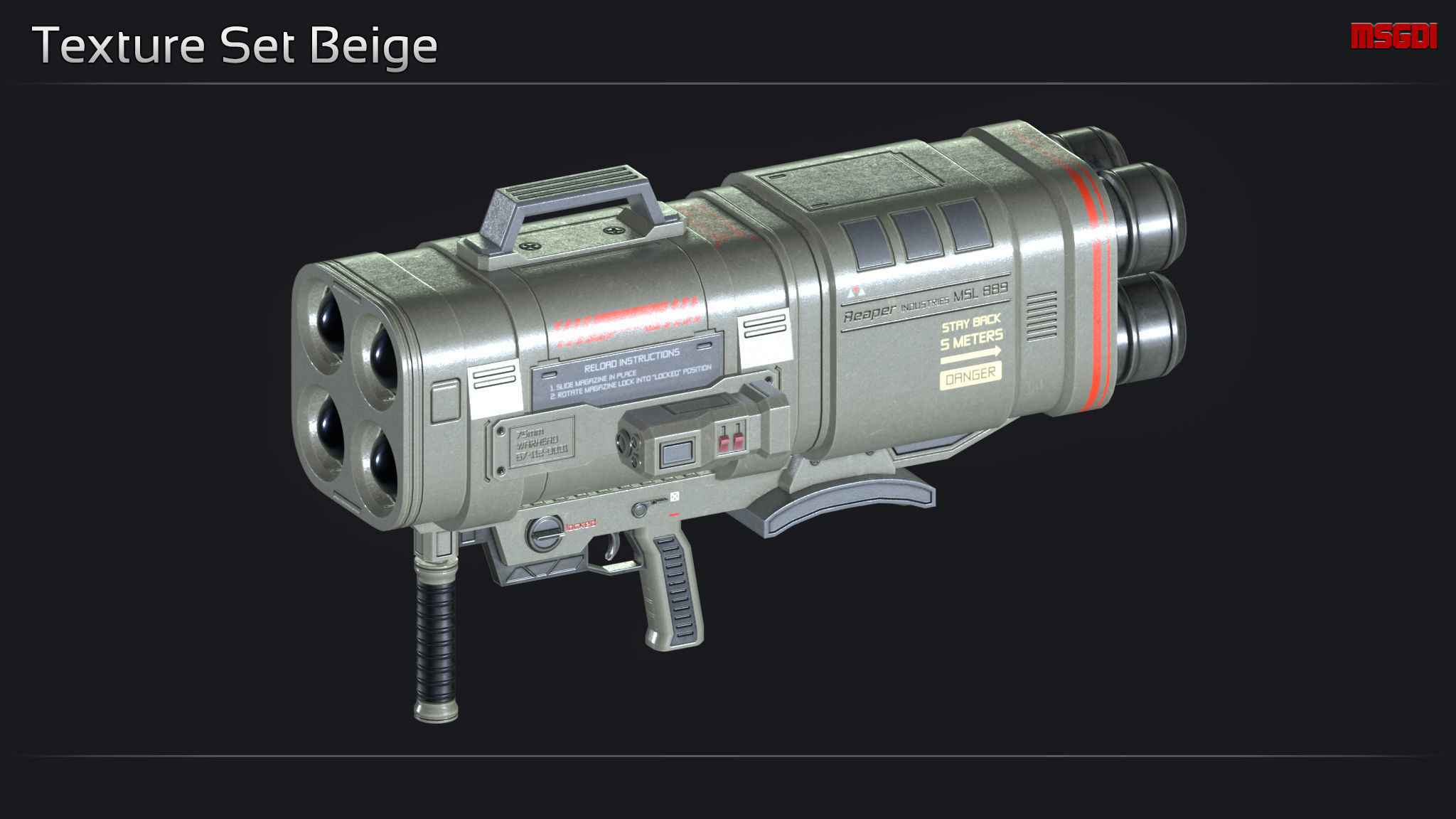 Scifi Missile Launcher MSL 889 Low-poly 3D model_6