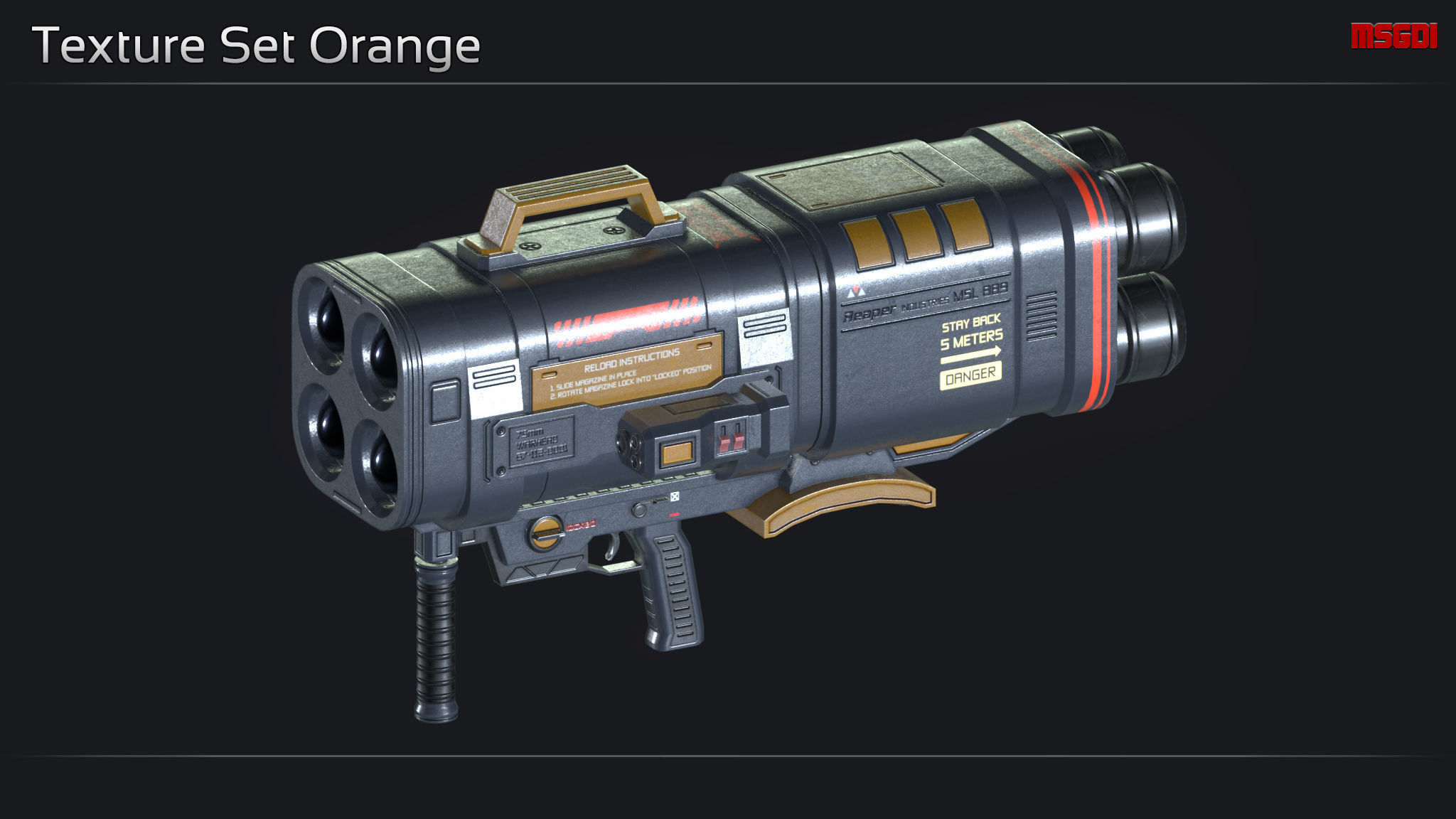 Scifi Missile Launcher MSL 889 Low-poly 3D model_7