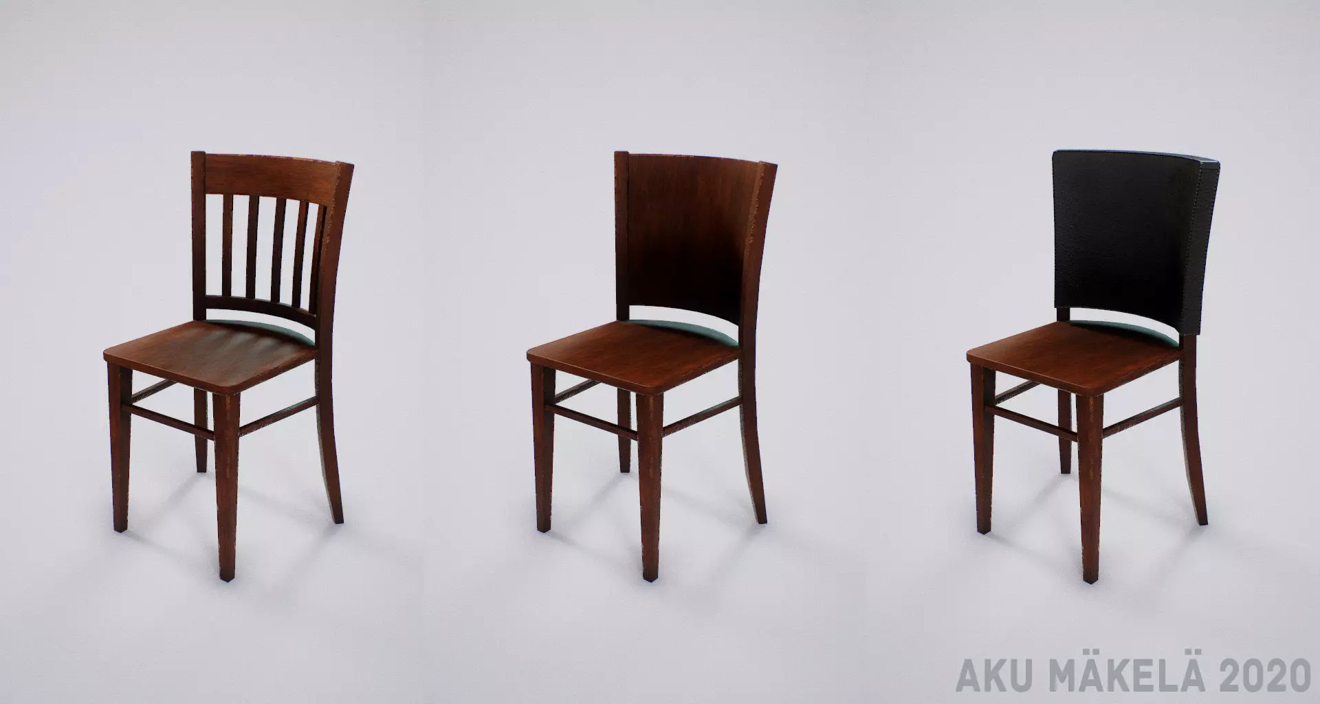 9 Vintage Wooden Chairs - Game Ready PBR Free low-poly 3D model