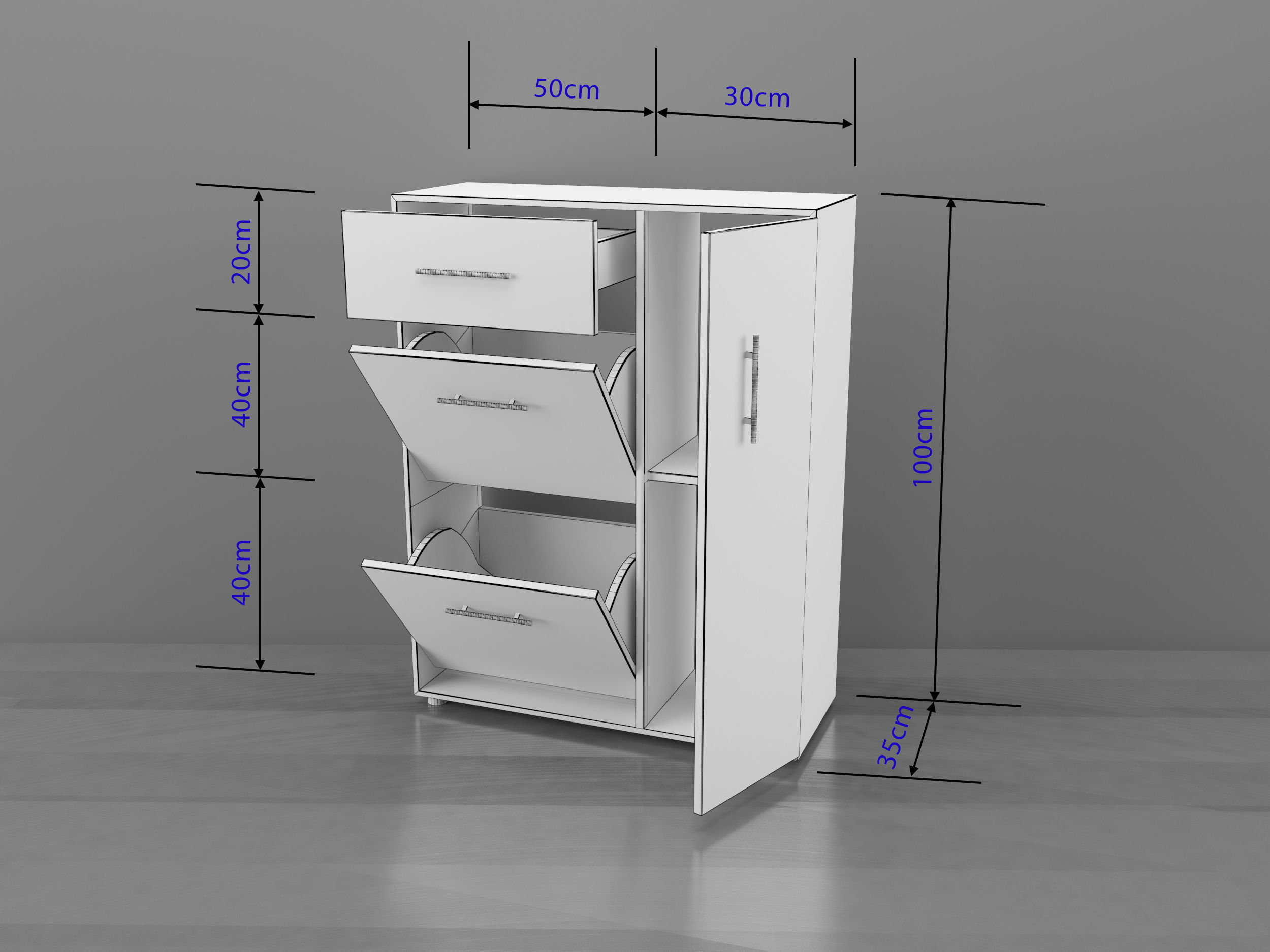 boots storage cabinet with drawers - bedroom furniture sets home Low-poly 3D model_1
