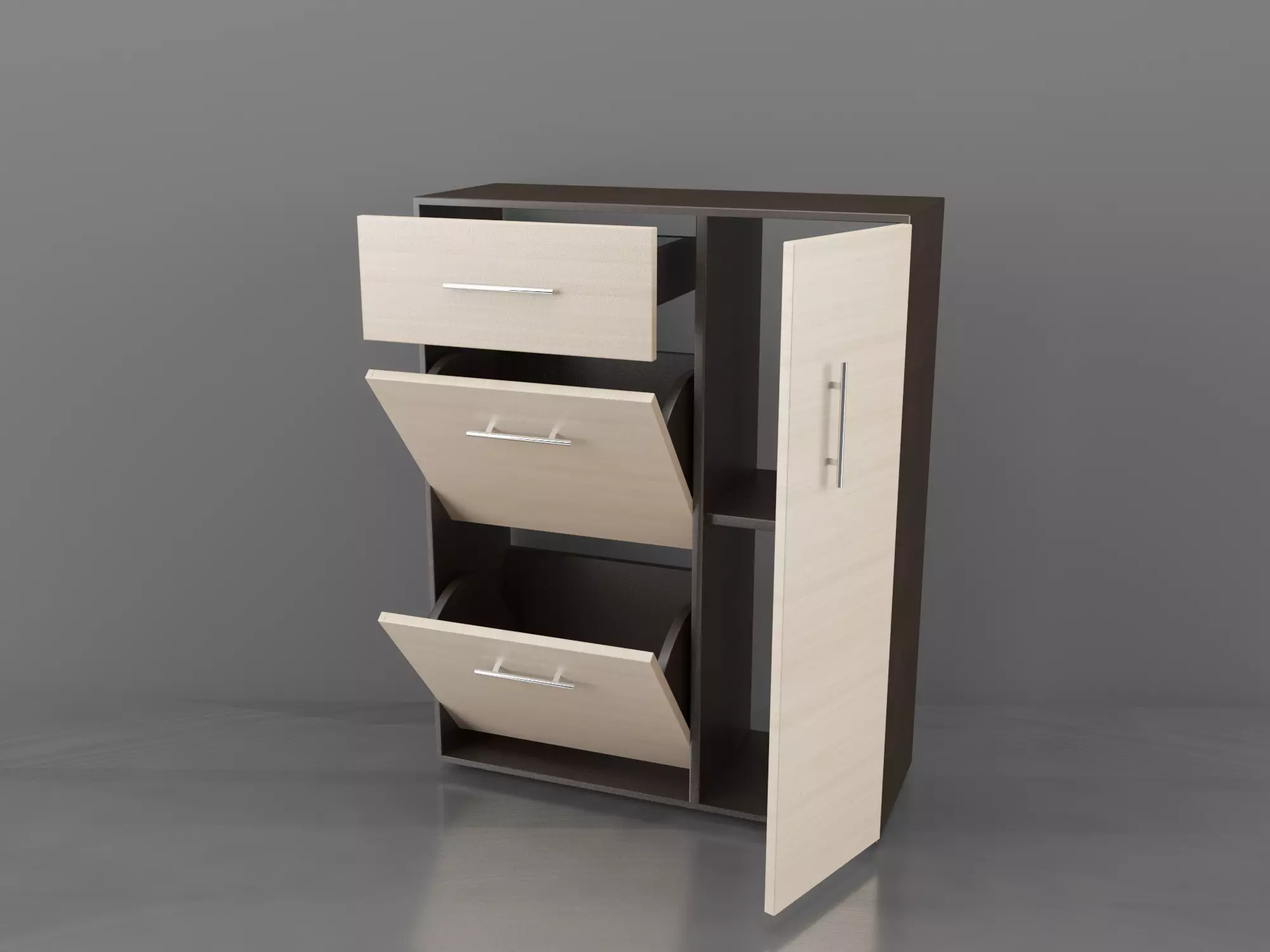 boots storage cabinet with drawers - bedroom furniture sets home Low-poly 3D model_0