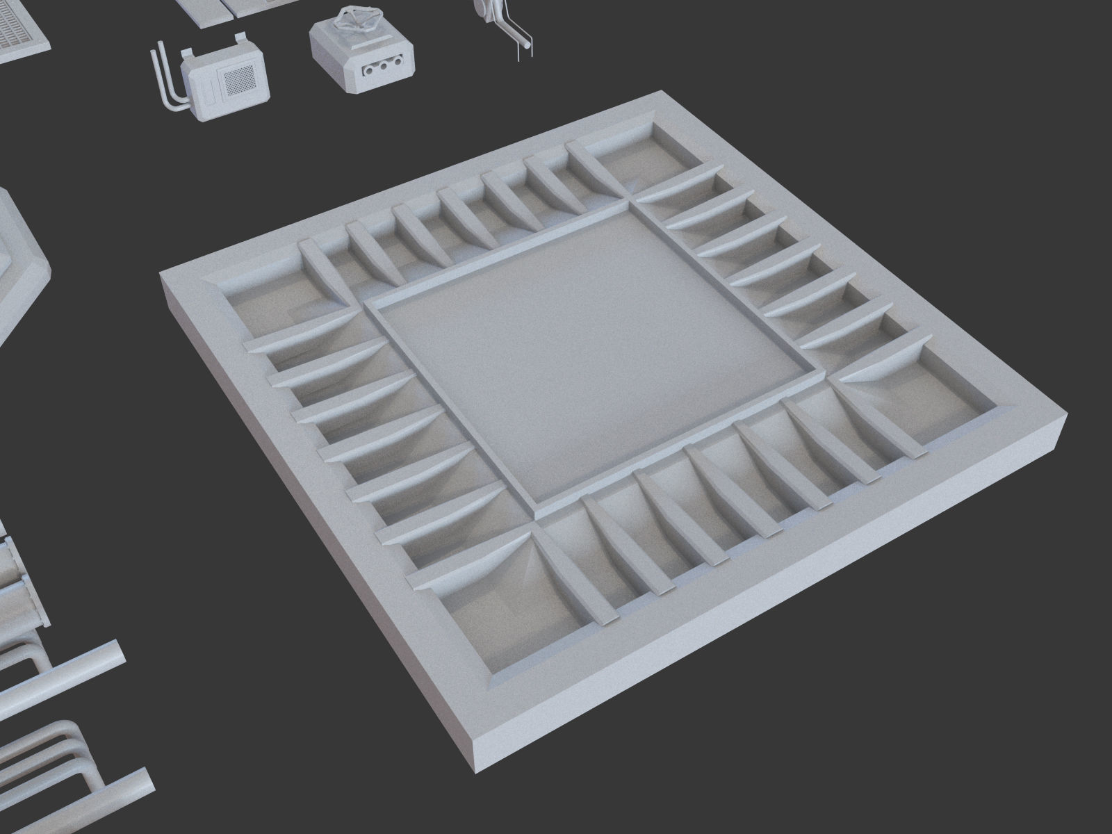 Kitbash Si-fi low poly 3D model_13