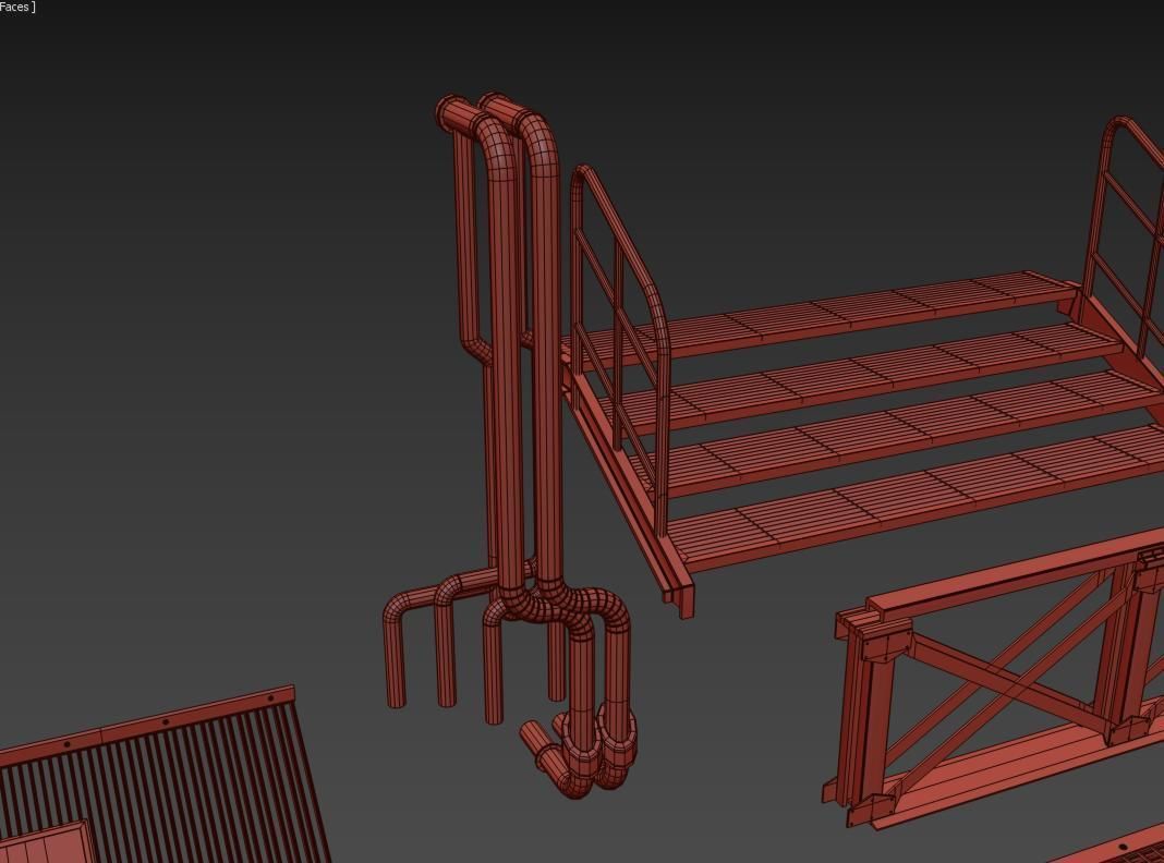 Kitbash Si-fi low poly 3D model_21