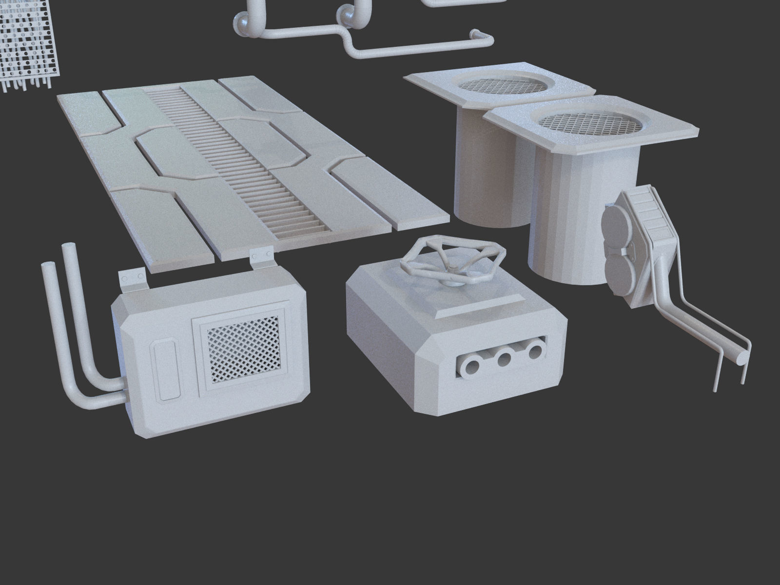 Kitbash Si-fi low poly 3D model_15