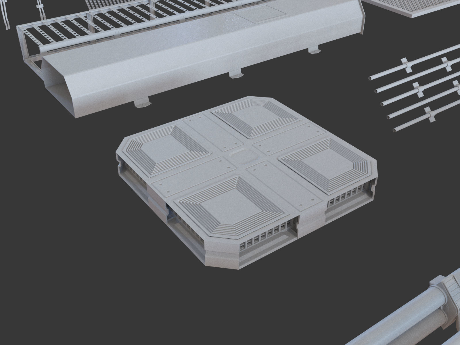 Kitbash Si-fi low poly 3D model_10