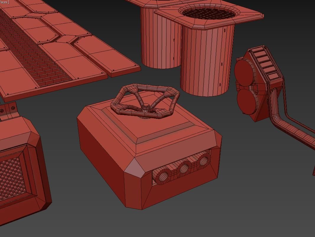 Kitbash Si-fi low poly 3D model_23