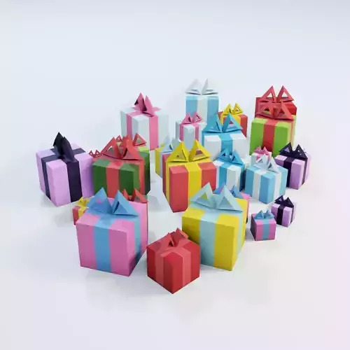 Low Poly Gifts Set colorful gift boxes