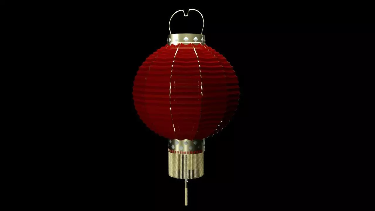 chinese red lantern Low-poly 3D model_0