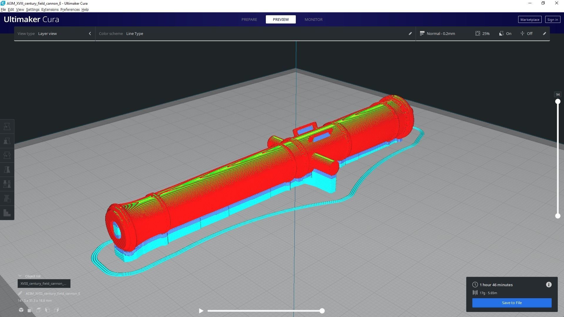 XVIII century cannon - Personal license - 1-16 scale 3D print model_18