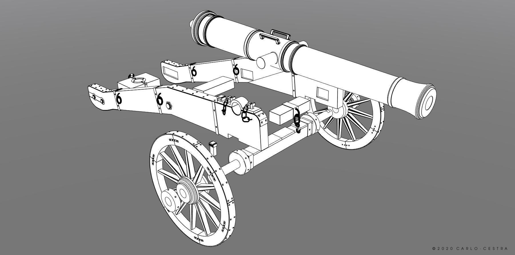 XVIII century cannon - Personal license - 1-16 scale 3D print model_5