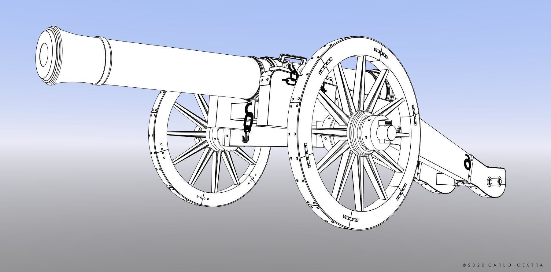 XVIII century cannon - Personal license - 1-16 scale 3D print model_13