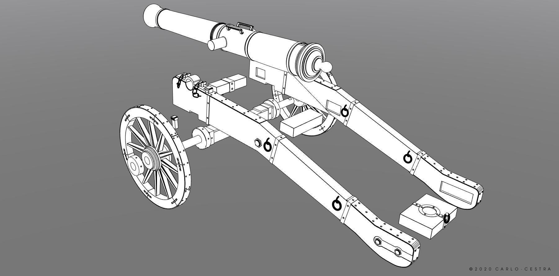 XVIII century cannon - Personal license - 1-16 scale 3D print model_7