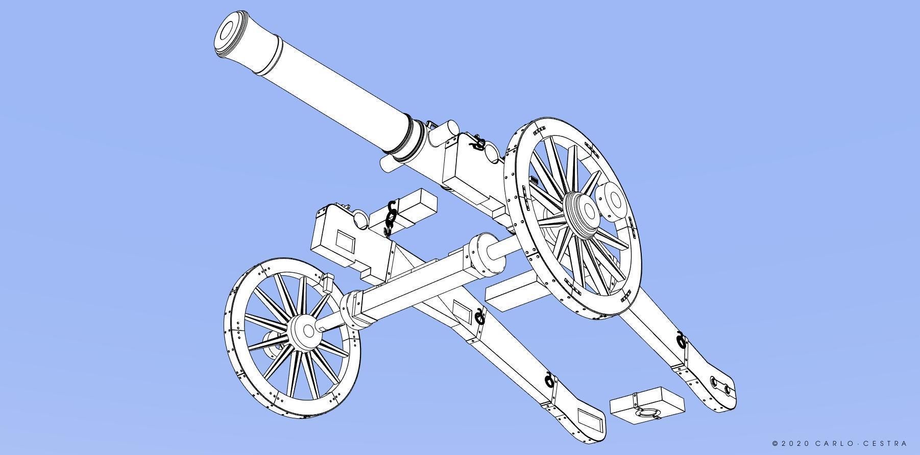 XVIII century cannon - Personal license - 1-16 scale 3D print model_8