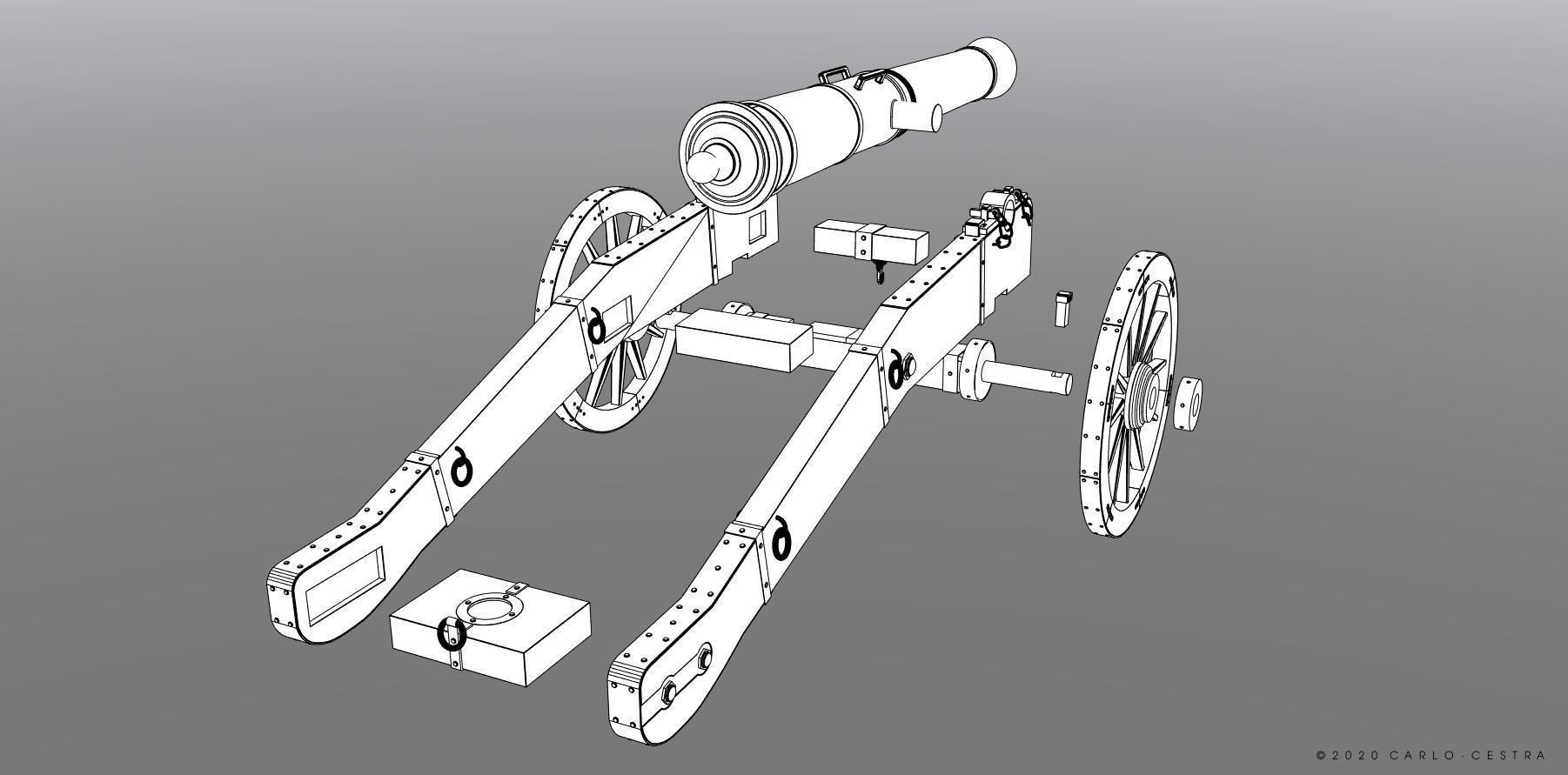 XVIII century cannon - Personal license - 1-16 scale 3D print model_6