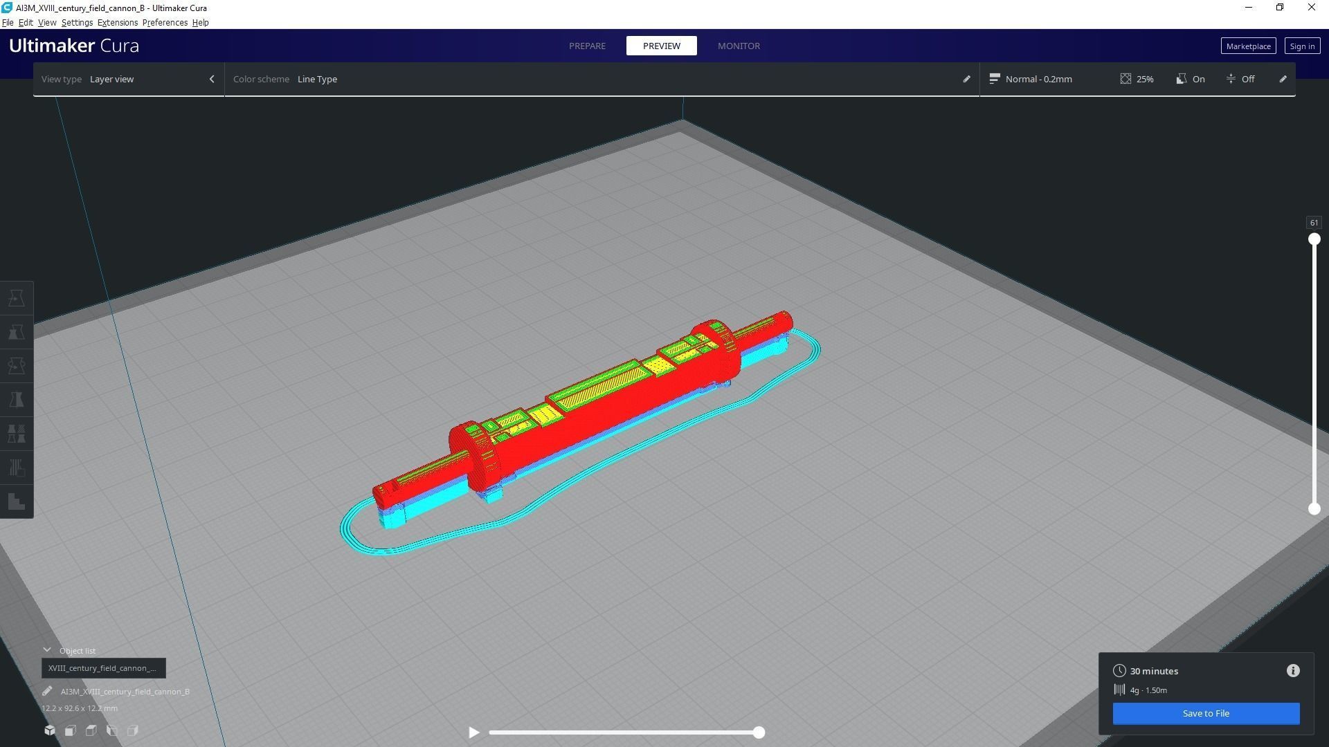 XVIII century cannon - Personal license - 1-16 scale 3D print model_15