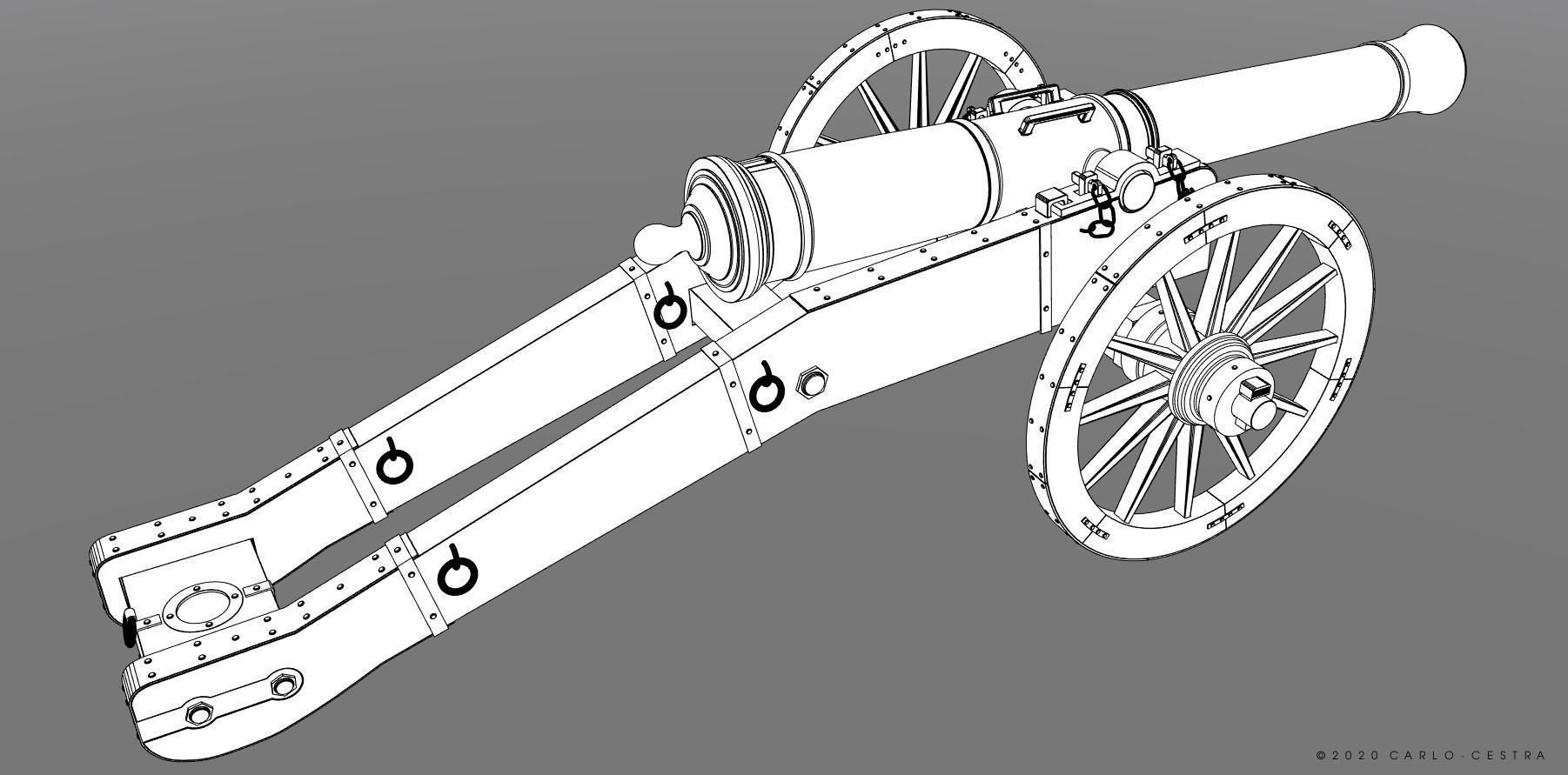 XVIII century cannon - Personal license - 1-16 scale 3D print model_12