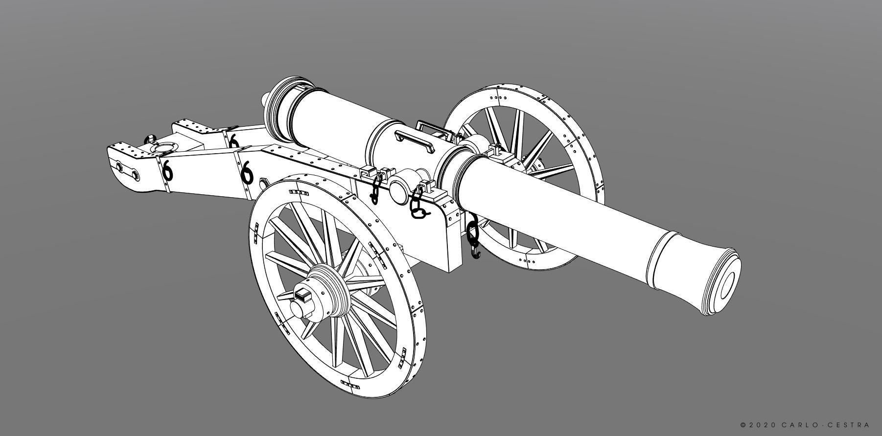 XVIII century cannon - Personal license - 1-16 scale 3D print model_11