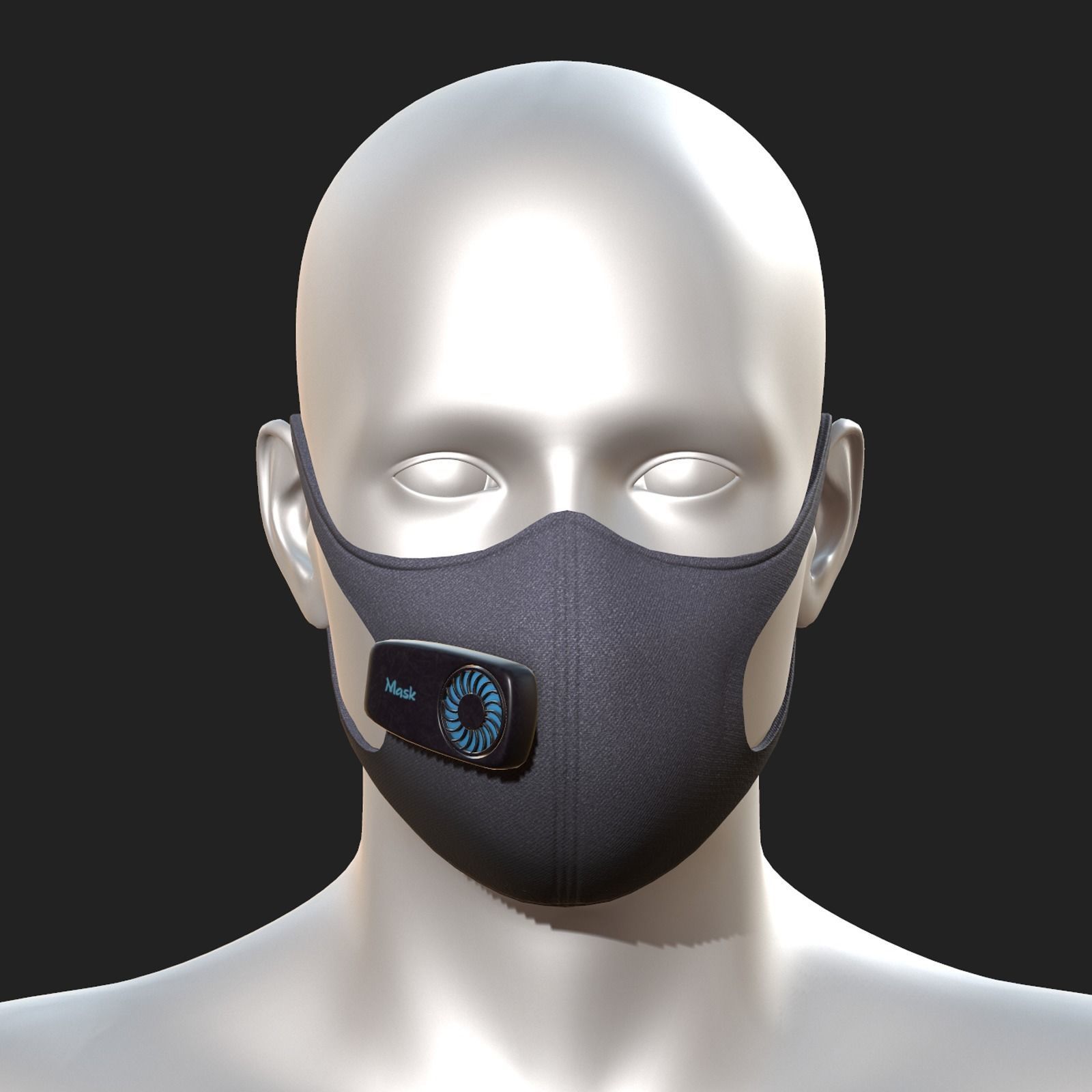 Gas mask fabric respirator scifi military  Low-poly 3D model_3