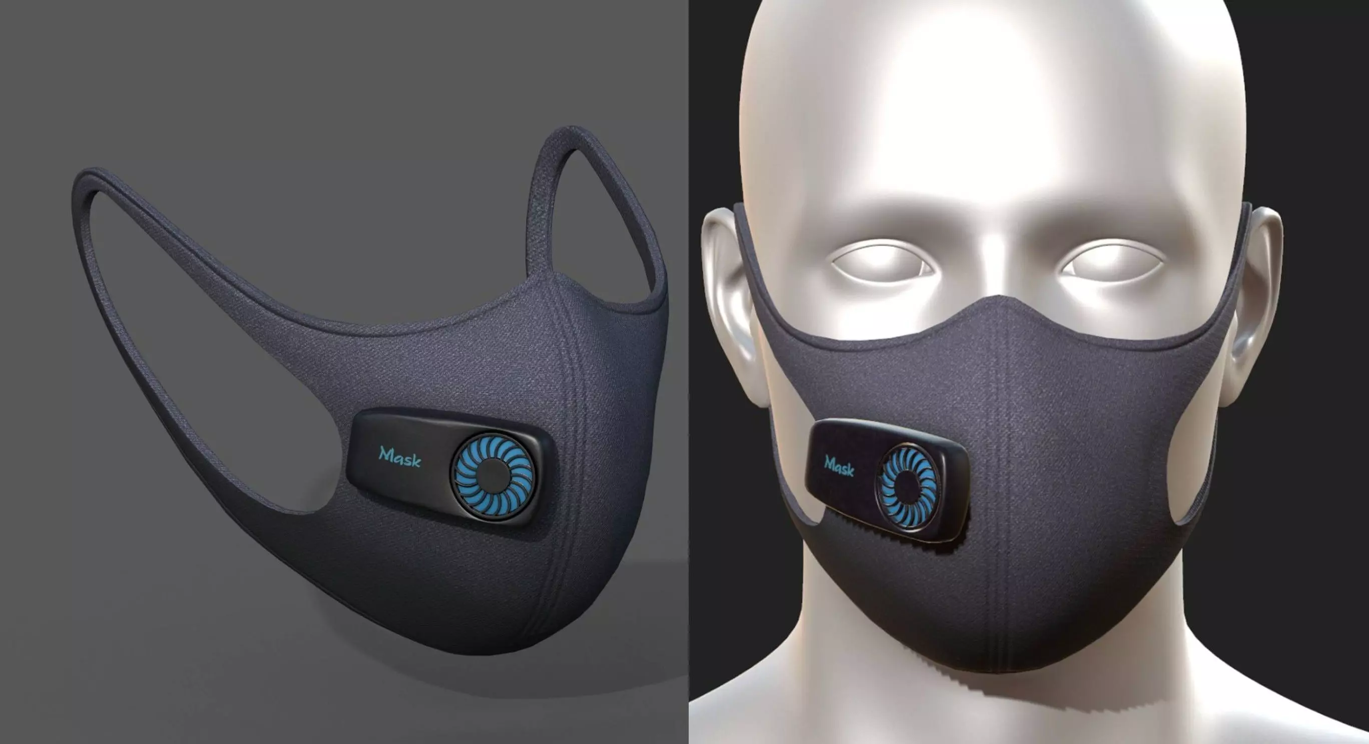 Gas mask fabric respirator scifi military  Low-poly 3D model_0