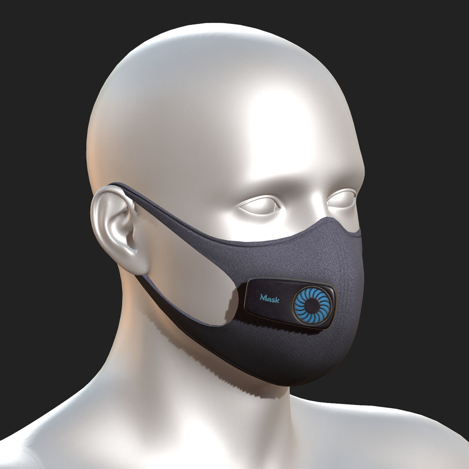 Gas mask fabric respirator scifi military  Low-poly 3D model_4