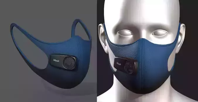 Gas mask protection futuristic fabric safety Low-poly 3D model
