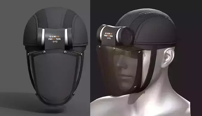 Gas mask helmet protection isolated plastic scifi military 