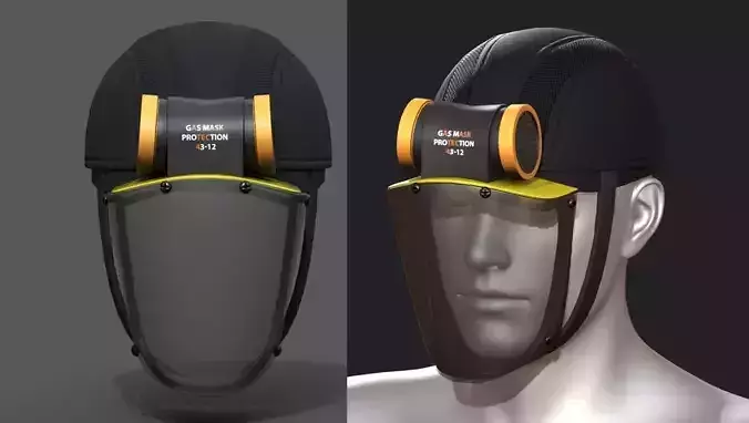 Gas mask helmet 3d model military combat fantasy 