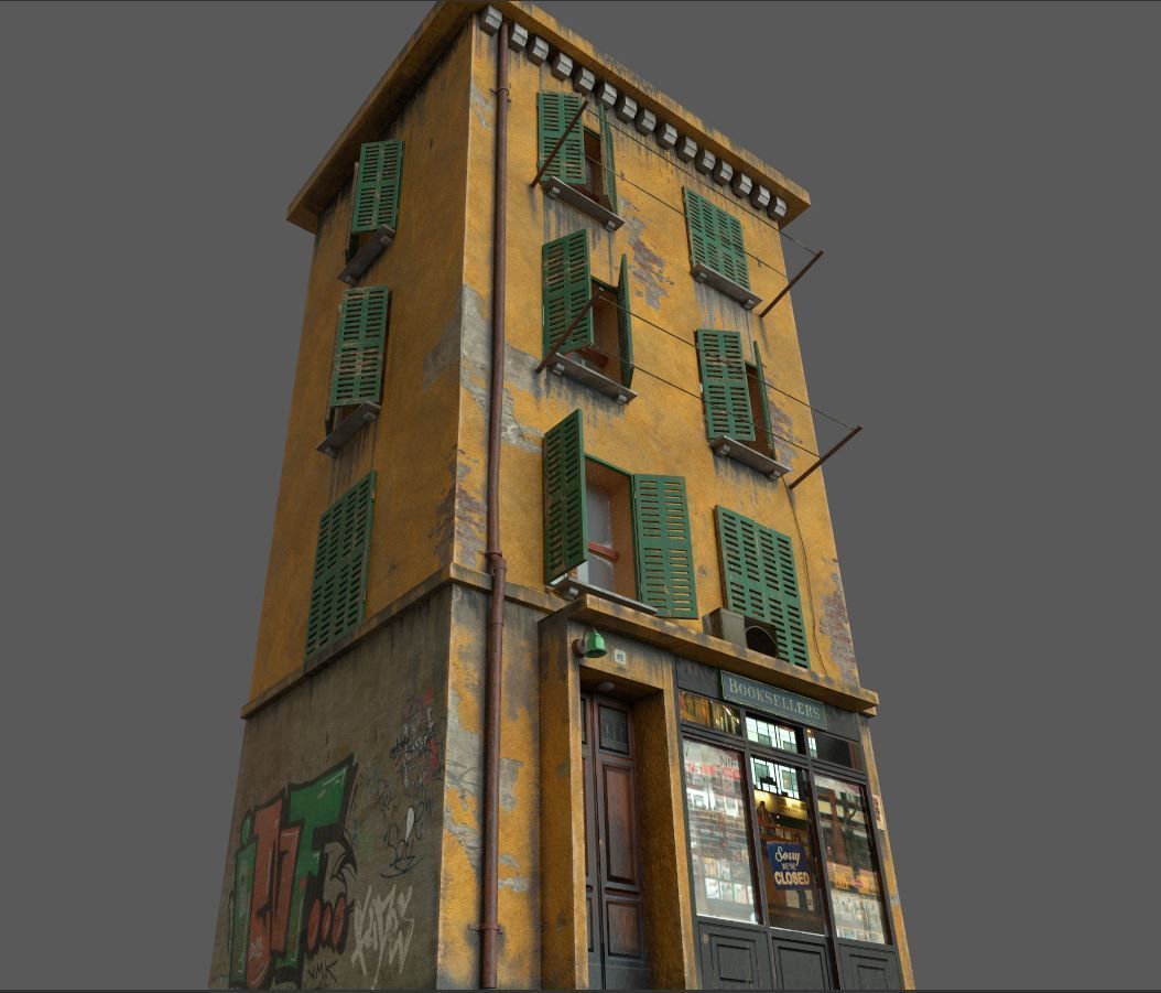 Old European House  With Shop 3D model_2