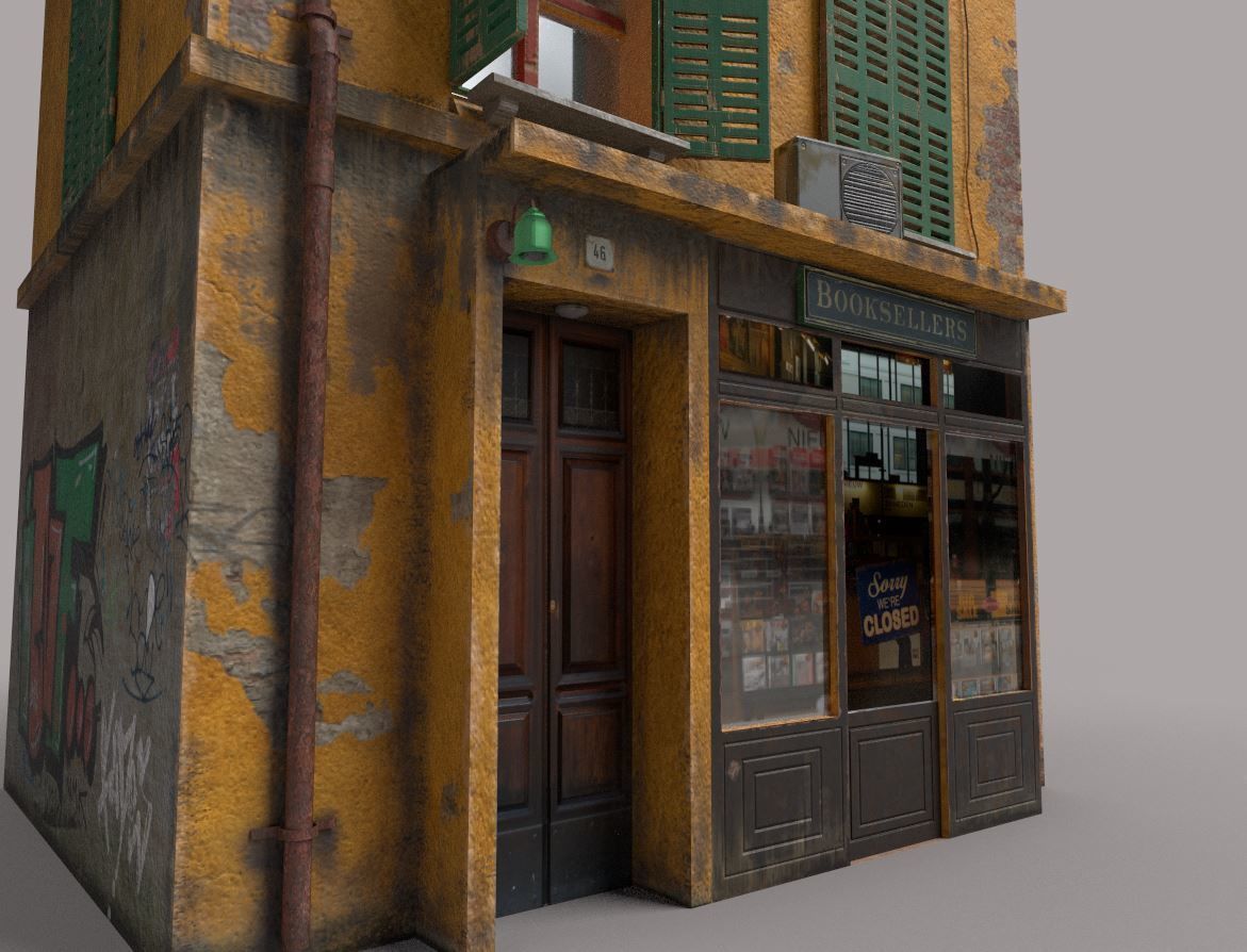 Old European House  With Shop 3D model_3