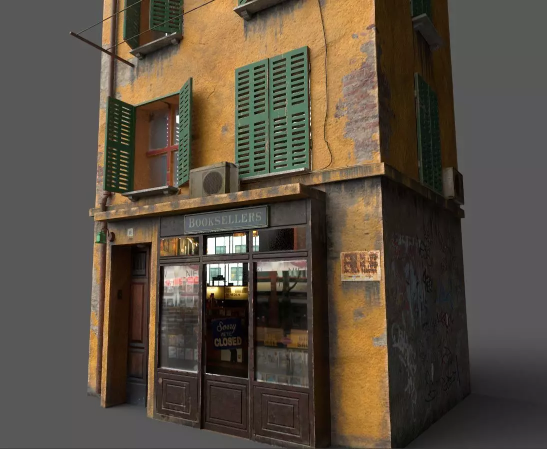 Old European House  With Shop 3D model_0