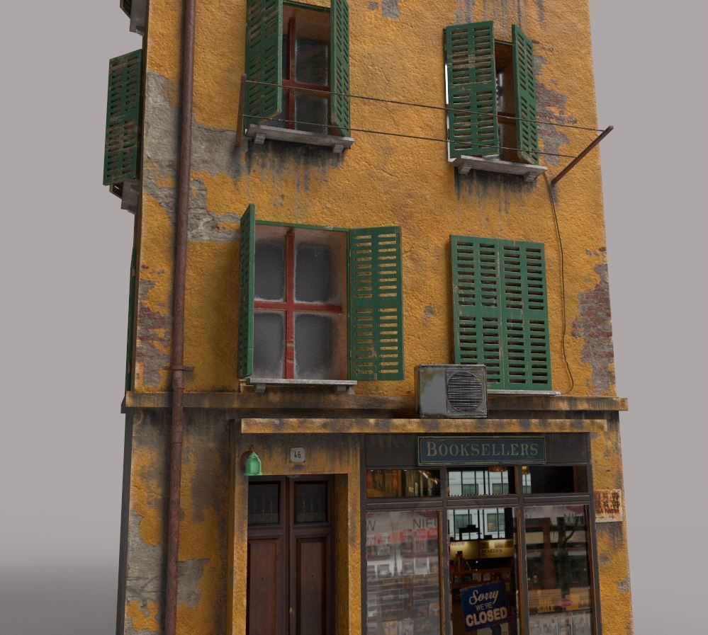 Old European House  With Shop 3D model_1