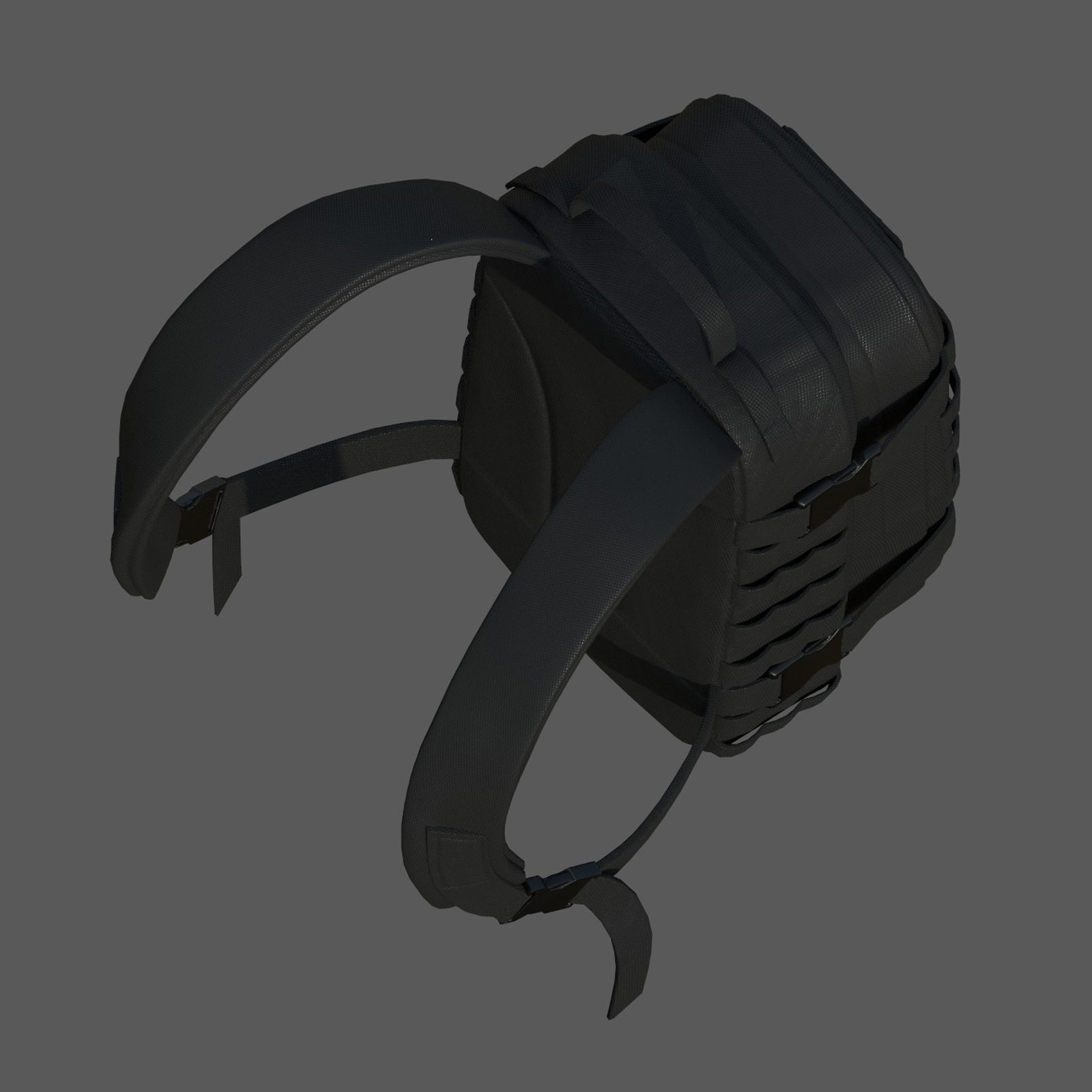 Backpack military combat Black baggage bag luggage  Low-poly 3D model_8