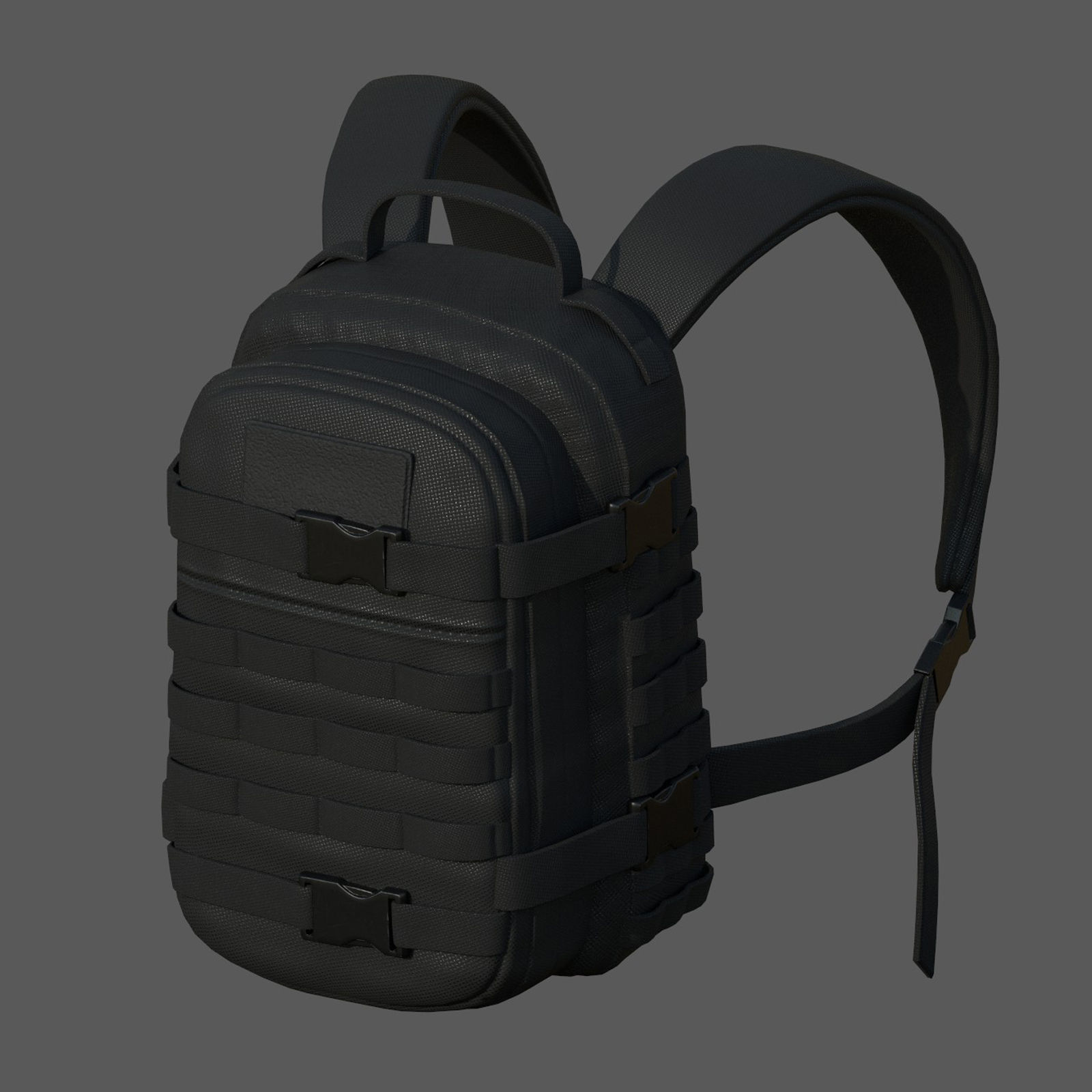 Backpack military combat Black baggage bag luggage  Low-poly 3D model_1
