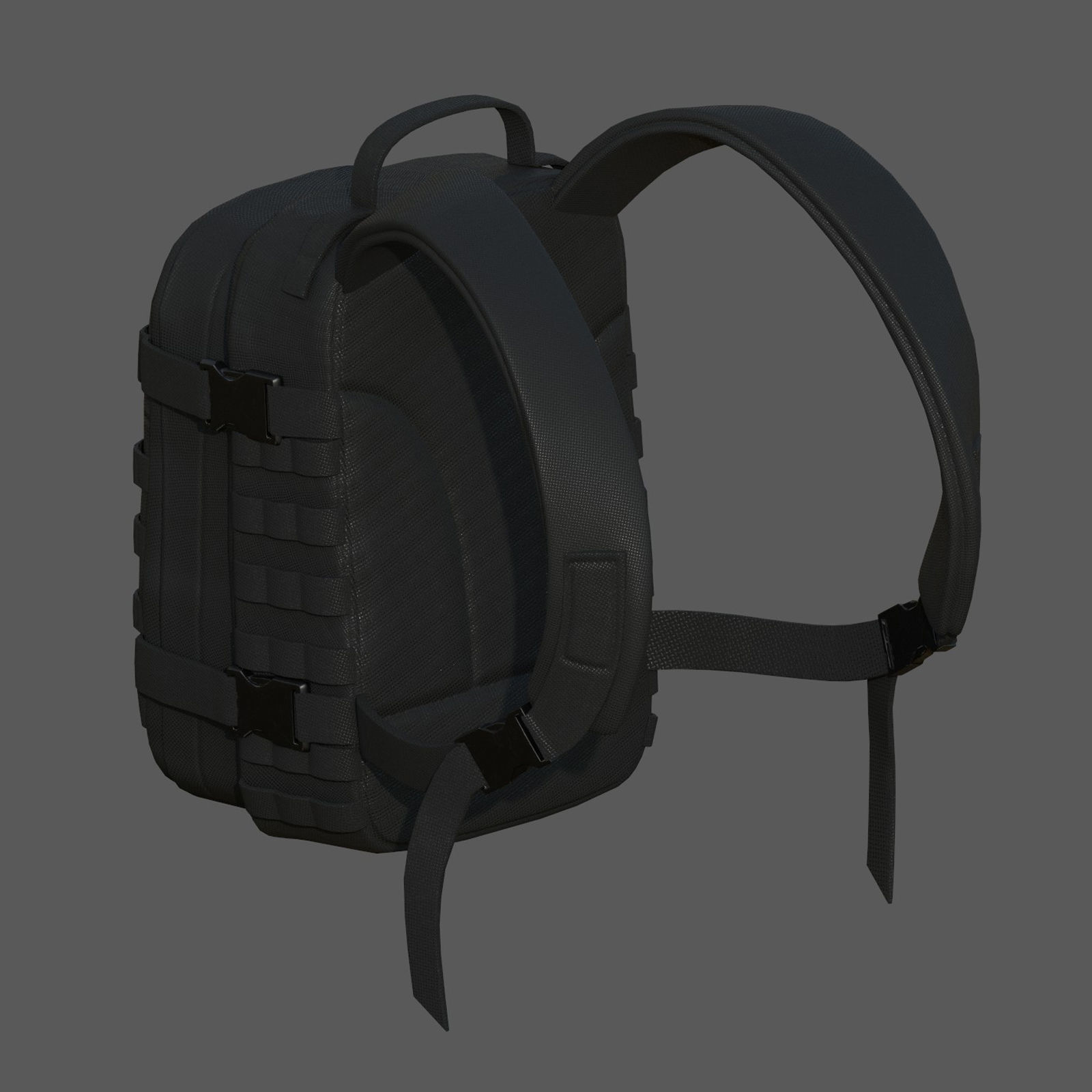 Backpack military combat Black baggage bag luggage  Low-poly 3D model_5