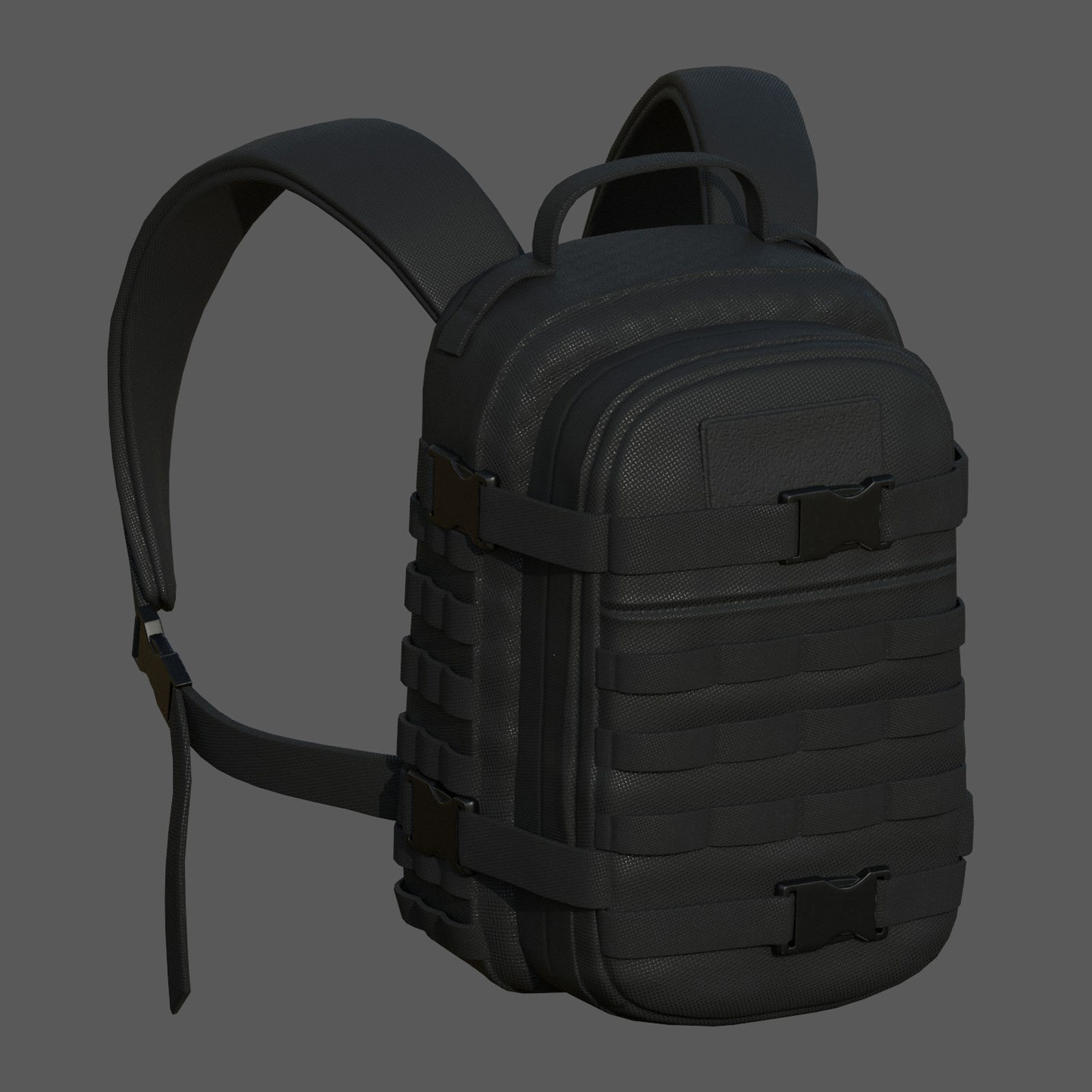 Backpack military combat Black baggage bag luggage  Low-poly 3D model_3